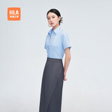 海澜之家（HLA）短袖衬衫夏季商务通勤纯色正装衬衣女装浅蓝165/88A(37)