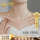 中国黄金天然淡水小米珠珍珠项链女年轻款520送女朋友礼物情人节老婆生日 【京速达】小米珠淡水珍珠项链