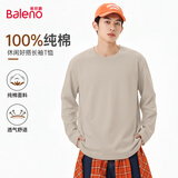 班尼路（Baleno）长袖t恤男春秋季基础款纯色圆领男士打底衫宽松纯棉上衣男女同款