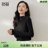 欧莎（OSA）半高领双面德绒打底衫T恤女秋冬2025年新款保暖内搭上衣大码 黑色 L