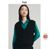 旅途原品ltyp 百搭羊毛坎肩黑色毛衣背心 灰色针织马甲上衣女秋 黑色 - 现货 XS -S