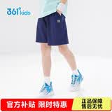 361°儿童短裤夏季男女童3-12岁透气运动裤梭织五分裤 藏青 150