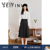 诗凡黎（‘S EIFINI）诗凡黎学院风jk裙新款少女解构黑色高腰显瘦a字半身百褶裙女 黑色 L
