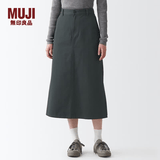 MUJI 女式 丝光斜纹 裙子半身长裙秋冬季简约风纯棉全棉BEK37C2A 炭灰色 L(165/70A)