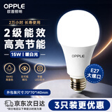 欧普照明（OPPLE）高显色led灯泡15W节能大螺口E27光源高亮节能真彩球泡4000k