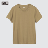 优衣库SUPIMA COTTON短袖T恤女装合作款/圆领纯棉打底内搭483461 33 卡其色 L