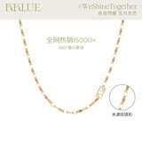 KKLUE【七夕礼物】18k金项链K金项链黄金项链黄金素链水波纹链礼物礼盒 14K黄金色【入门款】 40cm锁骨链【90%探锁家选择】
