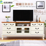 松园洛曼森 欧式实木电视柜小户型美式地柜卧室电视柜简约现代客厅视听柜 1.8八斗电视柜 象+蜜顶