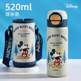 迪士尼（Disney）一盖双饮保温杯6-12岁儿童水杯吸管杯小学生直饮316不锈钢水壶 米奇绿双饮 520ml