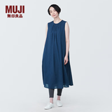MUJI 女式强捻无袖连衣裙女装连身裙子夏季纯棉全棉长裙BC2JNC4S 藏青色 L (165/88A)