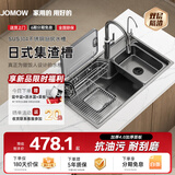 JOMOW厨房水槽大单槽304不锈钢洗菜盆一体盆台下盆大口径洗碗槽 78*48新工艺集宝盆【抽拉龙头+皂液器+净水龙头】 默认发枪灰色需原色下单备注