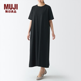 MUJI 女式 粗棉线 天竺编织 喇叭形连衣裙 BBP29A2S 黑色 XS-S