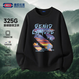 GENIOLAMODE卫衣男士秋季2026新款圆领无帽套头涂鸦印花青年男生长袖t恤外套