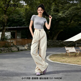 SIINSIIN【专享】户外工装裤女宽松防晒透气速干运动休闲裤束脚裤阔腿裤 【小个子款】浅卡其 新老款混发 M （101-120斤）