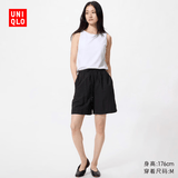 优衣库麻混纺舒适短裤女装26春夏新款485251 09 黑色 XL