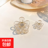 可爱水钻花朵小发夹甜美刘海前额小抓夹侧边夹发饰发卡小夹子头饰 2#透明色/1只