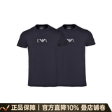 阿玛尼（ARMANI）奢侈品男装 男装短袖t恤男士时尚休闲修身薄款微弹短袖T恤两件装 黑色 L 135-155斤