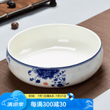 瓷牌茗茶具（cipaiming teaset）瓷牌茗粗陶特大号茶洗陶瓷青花瓷水洗碗杯笔洗玻璃茶杯父亲节礼物 陶瓷国色天香茶洗-大号（10英寸）