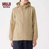 MUJI女式 不易沾水便携 防风夹克 运动服 短外套 BDF02A0S 浅米色 XL