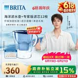 碧然德（BRITA）过滤净水器 家用滤水壶 净水壶 Marella 海洋系列+专家版滤芯12枚（含附件）