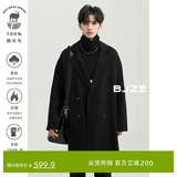 伯爵卓尔高端全羊毛双面呢大衣100%男士2025秋冬季新款中长款通勤男装外套 黑色（中长款） 【无内胆-老批次】 S (165)