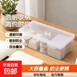 多功能文具盒笔盒收纳盒 透明桌面收纳神器带盖收纳箱ins风 书桌化妆品配件家用收纳 透明文具盒【1个装】活动专享