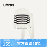 ubras【刘雯同款】慕斯绒条纹保暖加绒家居服套装女加厚加绒睡衣冬季女 女款圆领-白色 L