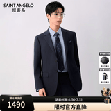 报喜鸟西服套装男装【澳洲羊毛/人生第一套】商务正装通勤西装西裤套装 F款 （藏青84.8%羊毛） 46 A(170/92) /请备注腰围或裤子