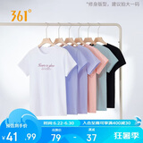 361°t恤衫女夏季新款潮流休闲宽松运动正肩上衣服短袖女装662629106-1