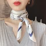 艾罗帝朗新款丝巾女小方巾韩国时尚百搭领巾职业围巾脖子防晒纱巾头巾发带 海盗船方巾白色