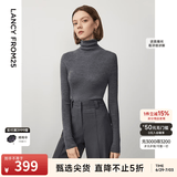 朗姿【C位针织 Basic衣橱】纯羊毛毛针织衫冬季新款修身长袖毛衣 深灰色2 M