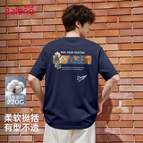 班尼路（Baleno）短袖t恤男夏季2026年青少年国潮重磅220g纯棉男士五分袖宽松上衣