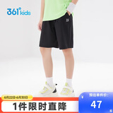 361°儿童短裤夏季男女童3-12岁透气运动裤梭织五分裤 黑 170