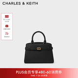 CHARLES&KEITH金属扣带手提单肩妈妈包凯莉包包女包生日礼物送女友CK2-50160102 Black黑色 M