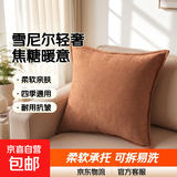 雪尼尔抱枕腰枕靠枕靠背平纹轻奢风抱枕套大号沙发床头含芯可拆洗 焦糖色-平纹雪尼尔 50cm*50cm 含枕芯