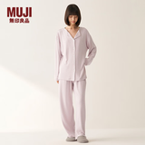 MUJI女式柔软针织前开睡衣套装女士家居服女款女装25年秋季 FD32CC5A 烟熏粉色 S -M 上装160/84A 下装160/66A
