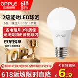 欧普照明（OPPLE）LED节能灯泡E27螺口灯泡 【6W-暖白光 3000K】1只装 大功率光源超亮高显色球泡