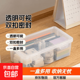 多功能文具盒笔盒收纳盒 透明桌面收纳神器带盖收纳箱ins风 化妆品数码配件办公 【热销款】双扣透明收纳盒1个装
