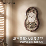 丽声（RHYTHM）轻奢音乐报时挂钟欧式表挂墙田园创意客厅装饰时钟50cm4MH829WU06