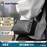 暇步士（Hush Puppies）男士单肩包斜挎包新款时尚户外通勤真皮邮差包牛皮小背包送男友 黑色HA-2011708W-5710