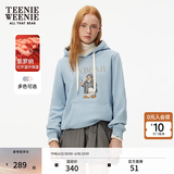 Teenie Weenie小熊秋冬装学院风蓝色T恤索罗娜加绒连帽卫衣套头衫 浅蓝色 S (160)