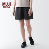 MUJI女式 水洗 平纹 短裤女夏 裤子 休闲短裤 多巴胺纯棉全棉BEC27A3S 黑色 M 160/66A