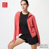 优衣库AIRism高弹力防紫外线拉链连帽开衫女装实测UPF100+483281 14 玛瑙红色 3XL