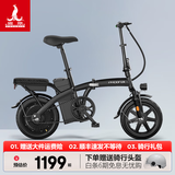 凤凰（Phoenix）电动自行车折叠电动车锂电池小型代驾车男女式成人电助力车 小武仕 黑色/折叠款/48V可提电池 15AH电动续航45km