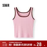 森马（Semir）背心女夏短款U领凉感紧身无袖撞色内搭气质叠穿上衣101325102001