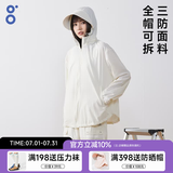 八度丘宽松防晒衣女冰丝风衣外套轻薄防晒服大码防紫外线UPF50+短外套 【立领款】濡白 全帽可拆 XL