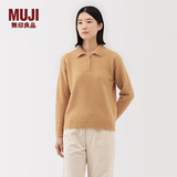 MUJI女式 羊毛混毛圈花式线POLO针织衫 毛衣女装上衣羊毛衫25年冬季 驼色 L (165/88A)