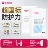 维德（WELLDAY）一次性医用外科口罩200只A1型耳挂式（无菌）中号白+蓝10只/袋*20