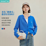 茵曼【叠叠乐】MIU系刺绣针织开衫2026秋女装新款毛衣外套 亮蓝色 M