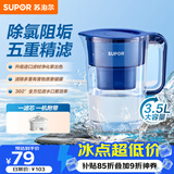 苏泊尔（SUPOR）家用净水壶 便携式滤水壶蔚蓝1壶1芯过滤净水器净水壶自来水活性炭过滤器滤水器家用版蓝色UF03